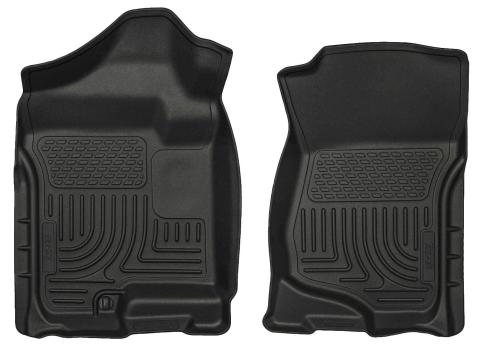 Weatherbeater Front Floor Liners For 2007-2014 Escalade ESV/EXT, Avalanche, Silverado 1500/2500 HD/3500 HD Black Husky Liners