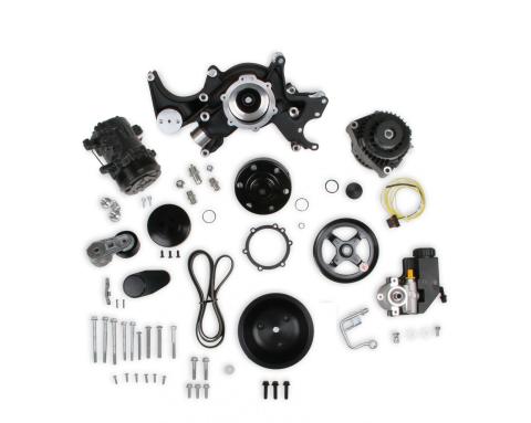 Small Block Chevy Mid Mount Complete Accessory System Small Block Chevy Mid Mount Complete Accessory System  Black Finish Holley