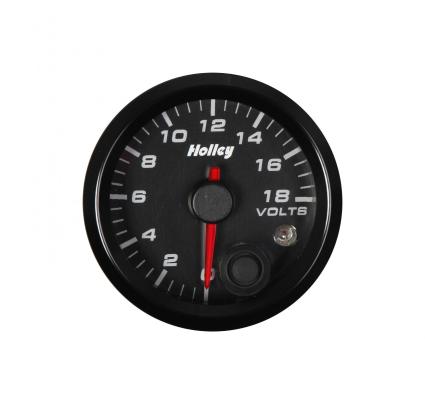 Analog Style Voltage Gauge Black 2-1/16 Voltage 8-18 Volts-Logo Holley