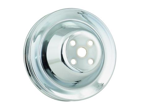 Water Pump Pulley Chrome Double Groove Fits 1955-1968 Chevrolet 265-350 Small Block with Short Water Pump Mr Gasket
