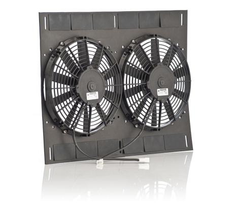 13 Inch Qualifier Euro Black Shroud 27 Inch W x 18 Inch H w/Dual Euro Black Puller Fans Be Cool Radiator