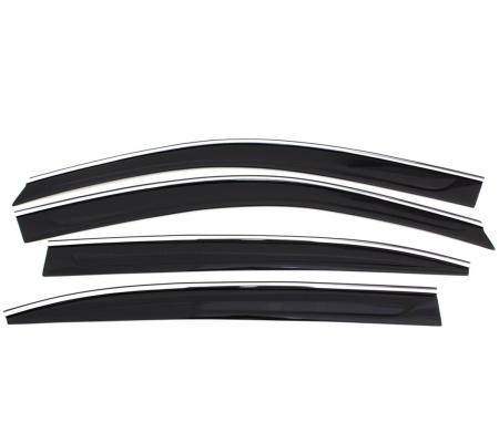 Ventvisor Deflector for 2014-2020 Nissan Rogue Smoke w/Chrome Trim Low Profile 4 Piece AVS