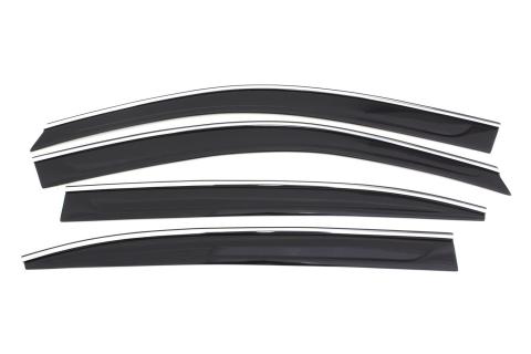 Ventvisor Deflector for 2013-2017 Honda Accord and More Sedan Smoke w/Chrome Trim Low Profile 4 Piece AVS