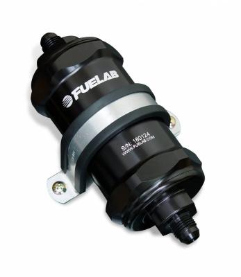 In-Line Fuel Filter Standard Length -10AN Inlet/Outlet 6 Micron Fiberglass Element Black FUELAB