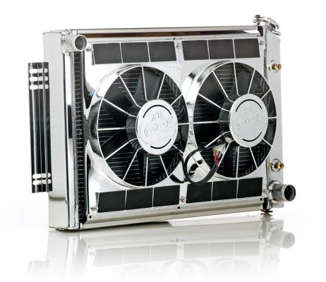 Downflow Radiator Module Factory-Fit Polished Finish Show and Go for 59-64 Chevrolet Bel Air/Biscayne/Impala w/Auto Trans Be Cool Radiator