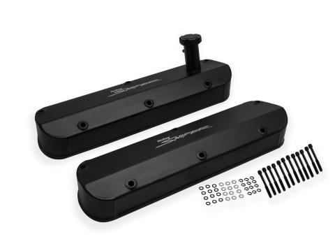 Valve Cover Fabricated Aluminum Ford Small Block Tall Black 1962-85 Ford Windsor Small Block 260-351 Cubic Inch Long Bolt Sniper EFI