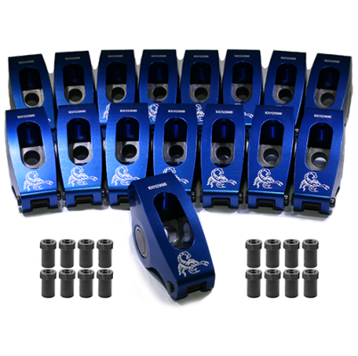 1.6 SBC Self Aligning Race Series Rocker Arms Set 3/8 Inch Set of 16 Scorpion Racing Products