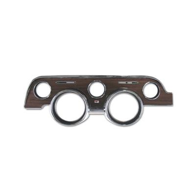 1968 Ford Mustang Instrument Bezel with Metal-backed Woodgrain Vinyl Inserts Scott Drake