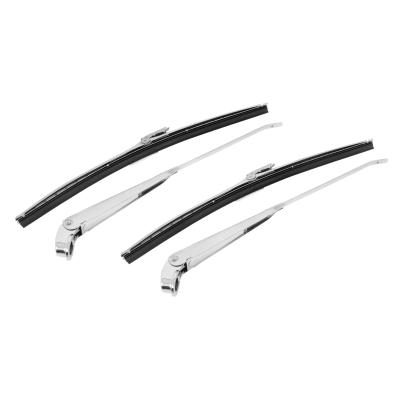 66-68 Ford Mustang Windshield Wiper Arm and Blade Kit, Polished Stainless Steel Scott Drake