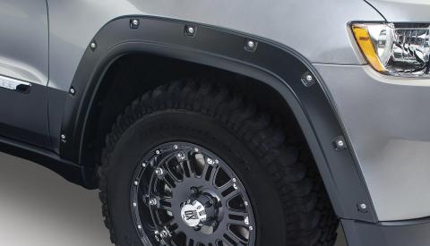 Black Pocket/Rivet Style Smooth Finish 4-Piece Fender Flare Set For 2011-2016 Jeep Grand Cherokee (Excludes SRT8) Bushwacker