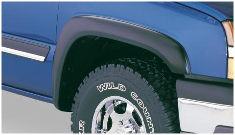 Black Extendafender Style Smooth Finish Front Fender Flares For 1988-1999 Chevrolet C/K 1500 1992-1994 Blazer 1997-1999 Tahoe 1995-1997 GMC Yukon Covers OEM Flare Holes Bushwacker