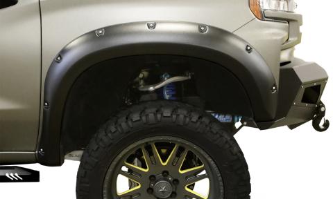 Rivet Style Fender Flare Set Front, Textured, 2-Piece Set 2019-2022 Silverado 1500 Lund