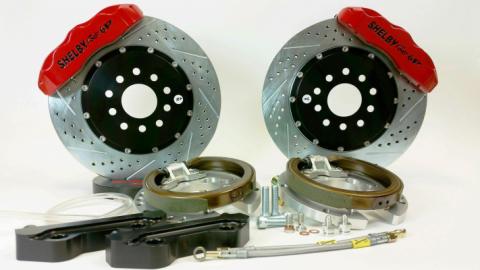Brake System 13 Inch Rear Pro+ w/Park Brake Shelby Logo Red Ford 9 Inch 5 on 5 Torino Bearing BAER Brakes