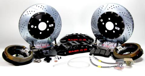 Brake System 14 Inch Rear Extreme+ w/Park Brake Black 05-13 GM Pickup W/Rear Drum Brakes BAER Brakes