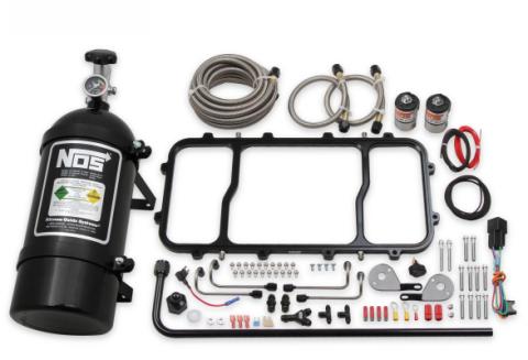 Dry Nitrous Plate System For Holley LS Hi Ram Intake Manifold Black 1-Piece Black Billet Aluminum With 10 Lb Black Bottle NOS