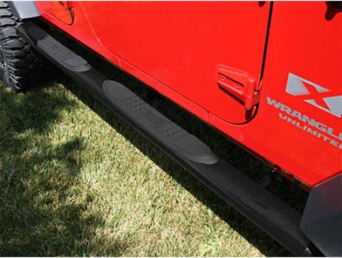 Side Step 4 Inch Oval Black 18-Present Wrangler Unlimited JLU 4 Door Rugged Ridge