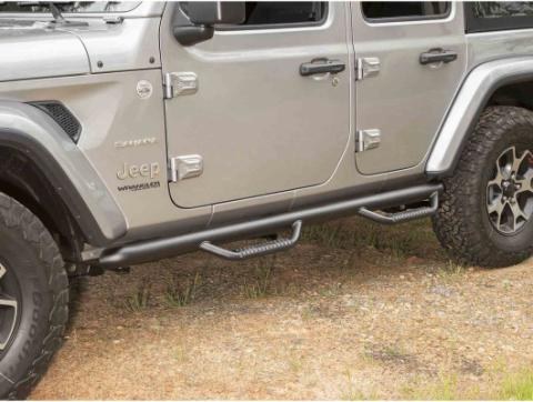 Spartan Nerf Bar Kit Textured Black 18-Present Jeep Wrangler JLU 4 Door Rugged Ridge