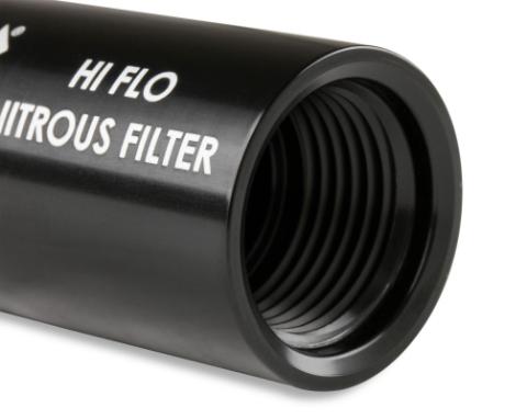 In-Line Hi-Flow Nitrous Filter 4An Black High Pressure Nitrous Filter -4An X -4An In-Line Billet Aluminum (140 Micron) NOS