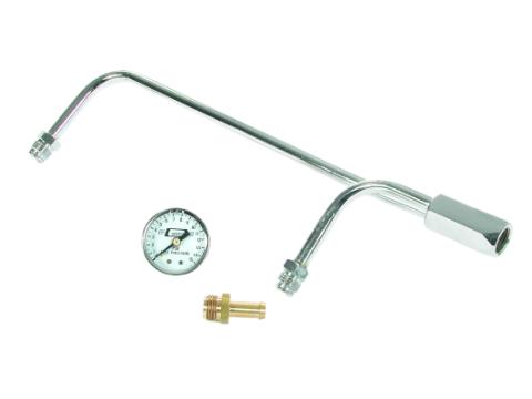 Fuel Line Kit with Gauge &amp; Fittings Chrome Fits Holley 4160 style Carburetors with 8-21/32 Inch Centers Mr Gasket