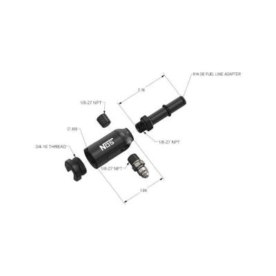 Late Model Billet Fuel Line Adapter Fits 5/16 Fuel Rail Black Anodized Aluminum (3) 1/8 Npt Ports W/ Adapters &amp; Plug -4 An Fuel Port NOS