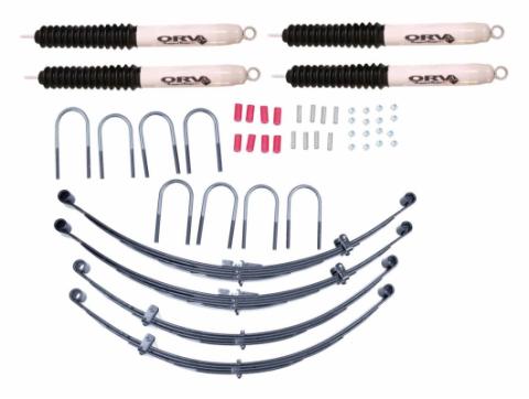 This 4 Inch Lift Kit from Rugged Ridge Fits 55-75 Jeep CJ5 and CJ6. Rugged Ridge