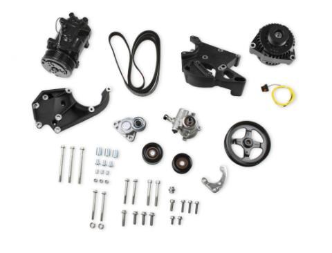LS/LT High-Mount Complete Accessory Drive Kit- Black Finish Includes SD508 A/C Compressor, Alternator, P/S Pump, Tensioner, Belt, &amp; Pulleys Holley