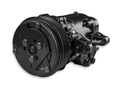 LS High-Mount A/C Accessory Drive Kit Includes SD7 A/C Compressor, Tensioner, &amp; Pulleys- Black Finish Passenger's Side A/C Bracket Includes SD7 A/C Compressor, Tensioner, &amp; Pulleys Holley