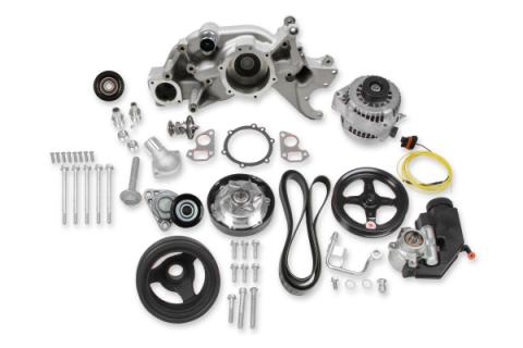 Mid-Mount Race Accessory System LS Engine Drive Includes Alternator, P/S Pump, Tensioner, Crank Damper, Belt, &amp; Pulleys Holley