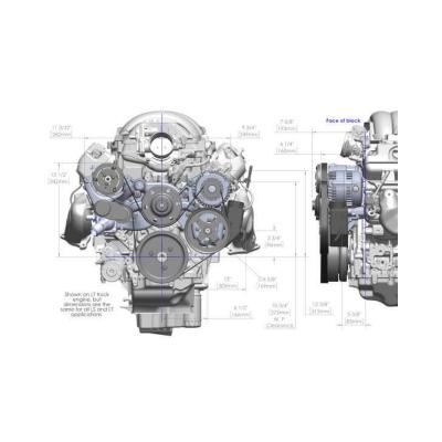 Mid-Mount Complete Accessory Drive System Gen V LT Engines Standard Damper Natural Complete GM Gen V LT Accessory Drive System W/ Alt, P/S, A/C, Water Pump, Belts, and Crankshaft Damper Holley