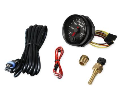 Analog Style Water Temperature Gauge Water Temperature Standard 2-1/16 Size 120-260 Black Face Black Bezel Holley