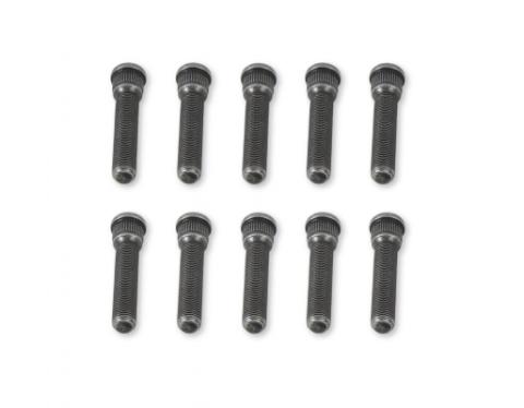 Competition Wheel Stud Set Press-In Style, 1/2-20 x 2-7/8 Inch Long, Stud Knurl Diameter .660 Inch (Hole Diameter .641 Inch). Grade-8 Steel with Black Oxide Finish. Set Of 10 Pieces Mr Gasket
