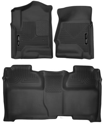 X-act Contour Front &amp; 2nd Seat Floor Liners For 2014-2019 Silverado/Sierra 1500/2500 HD/3500 HD Husky Liners