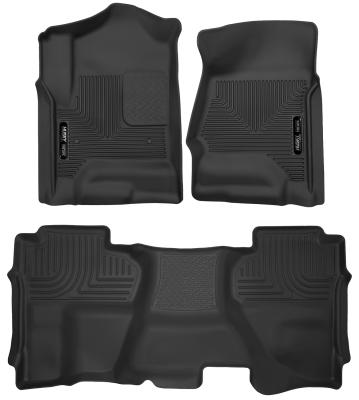 X-act Contour Front &amp; 2nd Seat Floor Liners For 2014-2019 Silverado 1500/1500 LD/2500 HD/3500 HD, Sierra 1500/1500 Limited/2500 HD/3500 HD Husky Liners