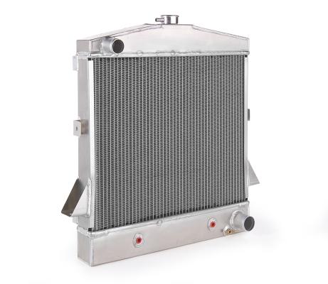 Downflow Radiator Factory-Fit Polished Finish for 28-29 Ford Model A w/Auto Trans Driver Upper/Passenger Lower Be Cool Radiator