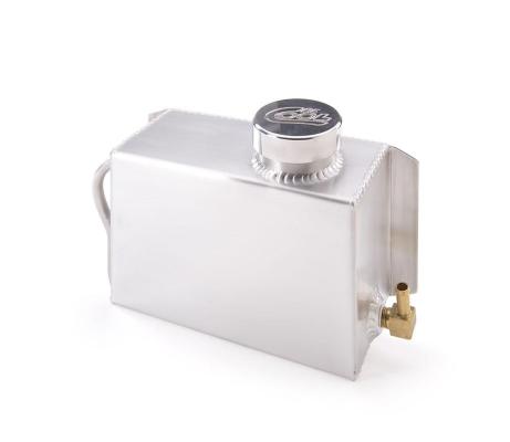 Horizontal Coolant Recovery Tank &amp; Cap 8 x 5 X 3 1/2 Inch w/Driver Inlet Fabricated Aluminum Natural Be Cool Radiator