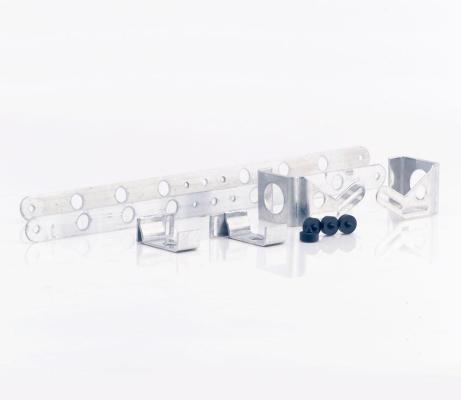 Aluminum Upper and Lower Mounting Brackets for Shrouded Dual 11 Inch Fan Installation on 17 Inch Tall Crossflow Radiator (Set of 6) Be Cool Radiator