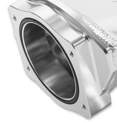 Low-Profile Sheet Metal Fabricated Intake Manifold GM Ls1/Ls2/Ls6 Hi-Ram 92Mm Throttle Body Opening + Fuel Rail Kit Silver With Logo Low Profile Mounting Provision For Map Sensor On Rear Of Intake Plenum Use GM #12592525 Sniper EFI