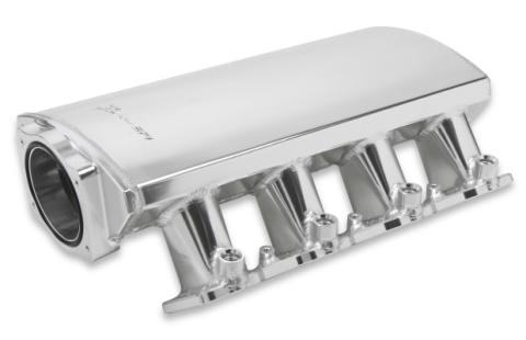 Hi-Ram Low Profile Sheet Metal Fabricated Intake Manifold Ls3/L92 92Mm Throttle Body Opening + Fuel Rail Kit Silver With Logo Low Profile Mounting Provision For Map Sensor On Rear Of Intake Plenum Use GM 12592525 Or Equivalent Sniper EFI