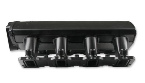 Hi-Ram Low-Profile Sheet Metal Fabricated Intake Manifold 102Mm Throttle Body Opening + Fuel Rail Kit Black With Logo Low Profile Mounting Provision For Map Sensor On Rear Of Intake Plenum Use GM #12592525 Or Equivalent Sniper EFI