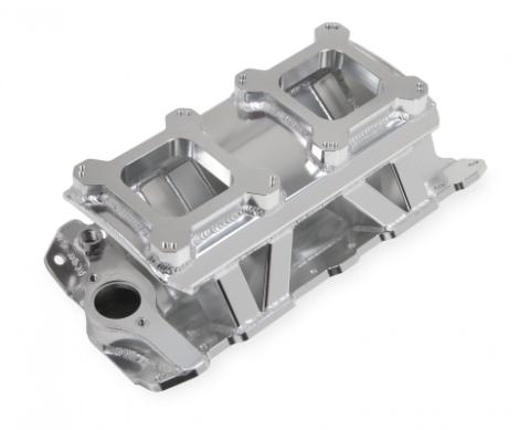 Sheet Metal Fabricated Intake Manifold Small Block Chevy Sbc Dual Quad Single Plane Carbureted Silver With Logo Sniper EFI