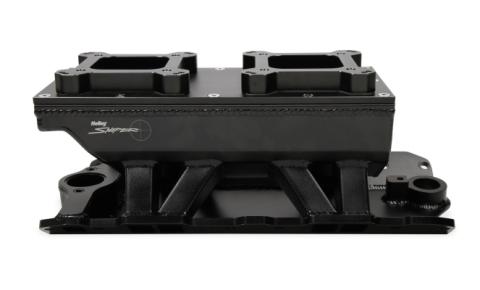 Sheet Metal Fabricated Intake Manifold Small Block Chevy Fabricated Intake Manifold Sbc Single Plane Carbureted (2 X 4150 Style Flange Changeable Plate) Black With Logo Sniper EFI