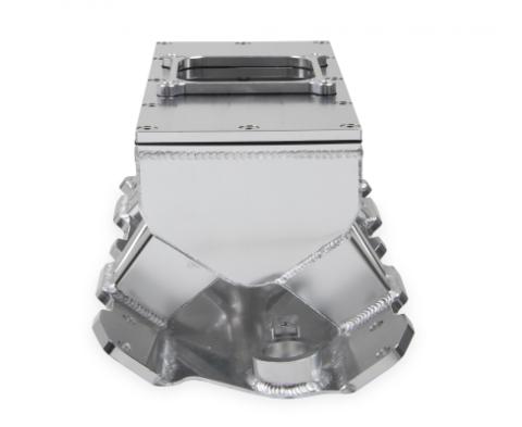 Sheet Metal Fabricated Intake Manifold Small Block Chevy Fabricated Intake Manifold Sbc Single Plane Carbureted (4500 Style Flange Changeable Plate) Silver With Logo Sniper EFI