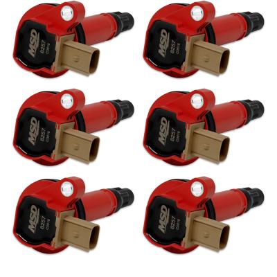 MSD Ignition Coil Ford Ecoboost 3.5L V6 3-Pin Connector Red 6-Pack 2010-2016 Ford Ecoboost 3.5L V6 3-Pin Connector MSD Ignition