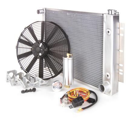 Downflow Radiator Module Factory-Fit Polished Finish for 61-65 Dodge B-Body Coronet/Charger w/Auto Trans Driver Lower/Driver Upper Be Cool Radiator
