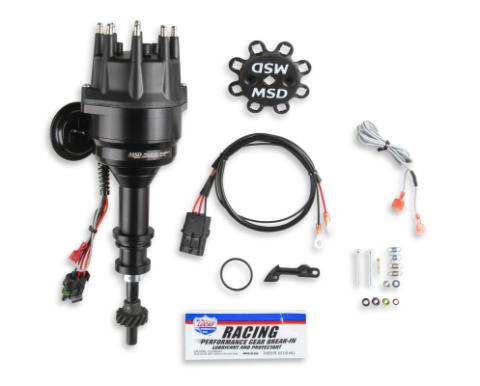 MSD Black Distributor, Ford, 351C-460, Ready-To-Run, Steel Gear MSD'S Black Distributor With Small Diameter Cap And Ready To Run W/Vacuum Advance And Steel Gear, No Ignition Box Needed MSD Ignition