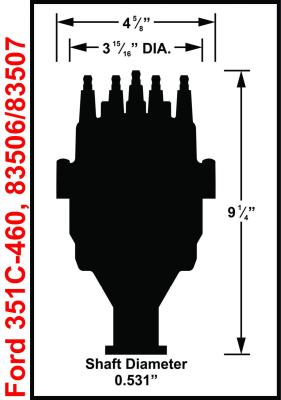 Ford 351C-460 Ready-To-Run Marine Distributor-Black Ready-To-Run Distributors Include A Built-In Ignition Module. No MSD Ignition Control Required, Black Anodized Finish MSD Ignition