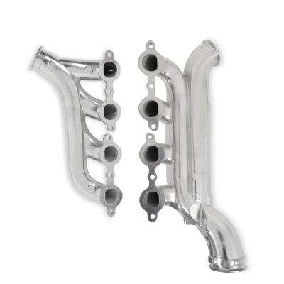LS Turbo Exhaust Manifolds Multi-Fit GM LS Turbo Exhaust Manifolds 3.0 Inch Turbo Outlet, 2.25 Inch Cross-Over Connection, Silver Ceramic Finish Hooker BlackHeart
