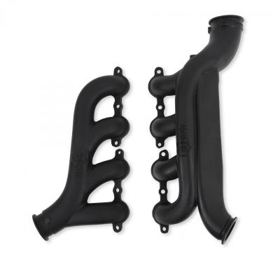 LS Turbo Exhaust Manifolds Multi-Fit GM LS Turbo Exhaust Manifolds 3.0 Inch Turbo Outlet, 2.25 Inch Cross-Over Connection, Black Ceramic Finish Hooker BlackHeart