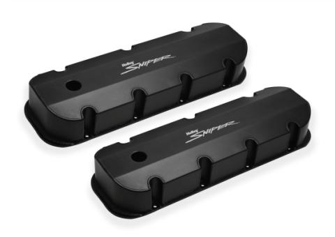 Valve Cover Fabricated Aluminum Bbc Tall Black 1965-2000 Chevrolet Big Block 396-454 Cubic Inch With Smooth Hole Sniper EFI