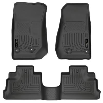 Weatherbeater Front &amp; 2nd Seat Floor Liners For 2007-2018 Jeep Wrangler JK 4 Door  Husky Liners